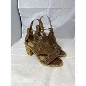Mi.iM Kesiha Sandals Womens 7.5 Open Toe Brown Ankle Strap Heel Shoes